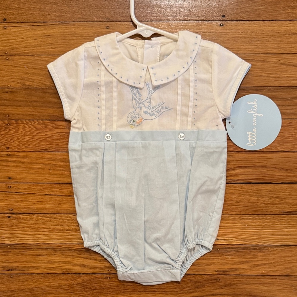 Little English Cream and Light Blue One Piece